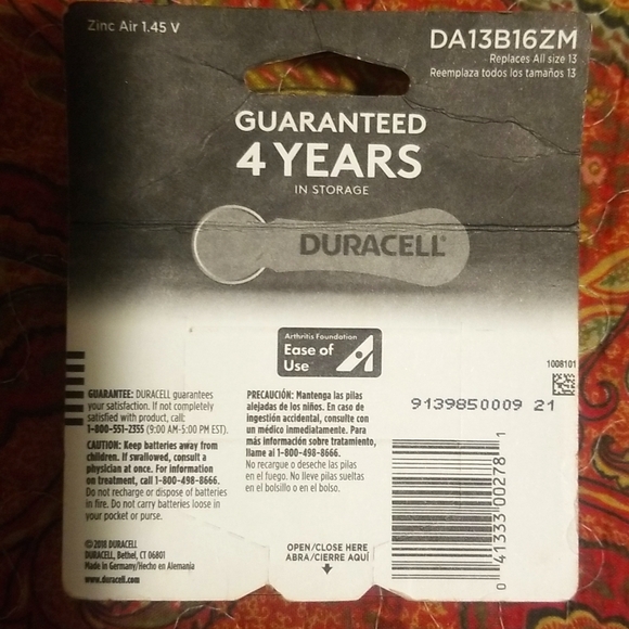 Duracell Size 13 Zinc Air 1.5 V (Pack of 16) Batteries -New in Package- - Picture 2 of 4